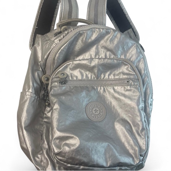 Kipling Metallic Silver Backpack - Picture 1 of 7